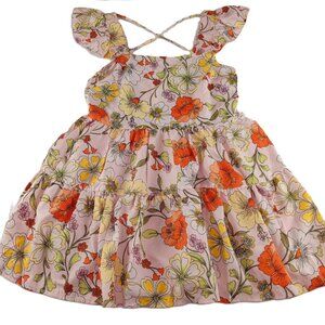 Lottie & Holly B.O.G. Women's Tiered Mini Dress Size Small Blush Rust Floral